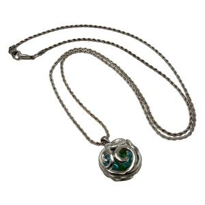 GIVENCHY Vintage Silver Tone Charm Necklace